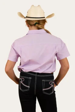 Discount Ringers Western Ord River Kids Half Button Short Sleeve Work Shirt - Lavender