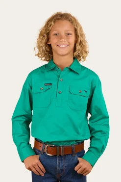 New Ringers Western Ord River Kids Half Button Work Shirt - Green