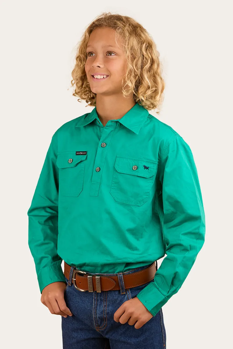 New Ringers Western Ord River Kids Half Button Work Shirt - Green