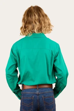 New Ringers Western Ord River Kids Half Button Work Shirt - Green