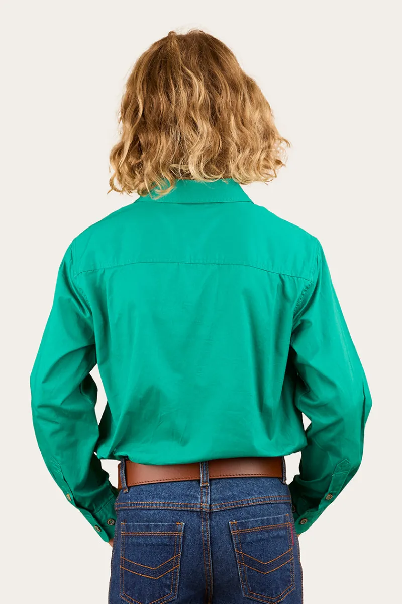 New Ringers Western Ord River Kids Half Button Work Shirt - Green