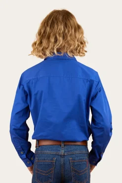Hot Ringers Western Ord River Kids Half Button Work Shirt - Royal Blue