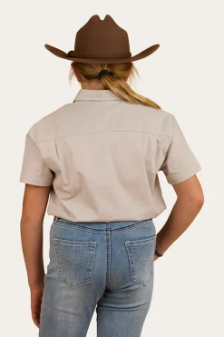 Sale Ringers Western Ord River Kids Half Button Short Sleeve Work Shirt - Beige