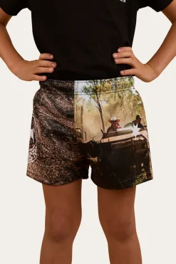 Discount Ringers Western Out Bush Kids Footy Shorts - Black / Multi