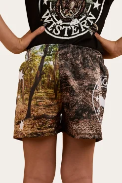 Discount Ringers Western Out Bush Kids Footy Shorts - Black / Multi