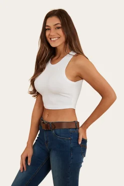 Discount Ringers Western Paige Womens Cropped Rib Tank - White