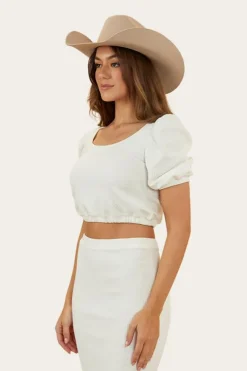 Hot Ringers Western Paloma Womens Cropped Top - White