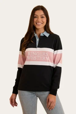 Outlet Ringers Western Pearson Womens Rugby Jersey - Black