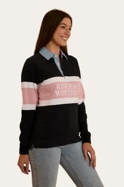 Outlet Ringers Western Pearson Womens Rugby Jersey - Black