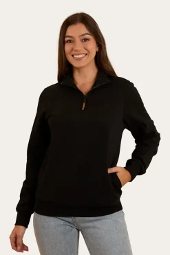 New Ringers Western Peninsula Womens 1/4 Zip Crew - Black