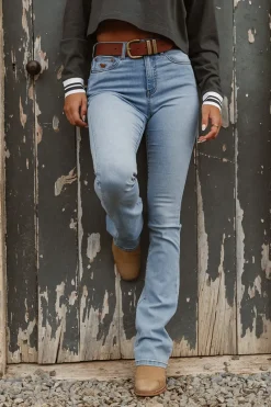 Discount Ringers Western Penny Rodeo Womens High Rise Bootleg Jean - Vintage Light Blue
