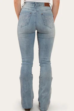 Hot Ringers Western Penny Rodeo Womens High-Rise Bootleg Jeans - Light Blue
