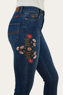 Best Ringers Western Penny Rodeo Womens High-Rise Bootleg Jeans - Classic Blue