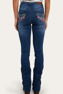 Outlet Ringers Western Penny Rodeo Womens High-Rise Bootleg Jeans - Vintage Blue Wash