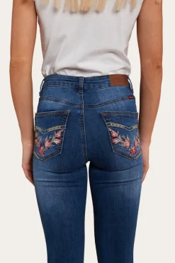 Outlet Ringers Western Penny Rodeo Womens High-Rise Bootleg Jeans - Vintage Blue Wash