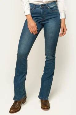 Hot Ringers Western Penny Womens High-Rise Bootleg Jeans - Vintage Blue Wash