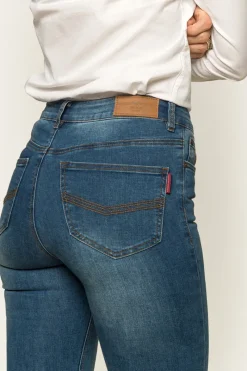Hot Ringers Western Penny Womens High-Rise Bootleg Jeans - Vintage Blue Wash