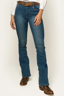 Hot Ringers Western Penny Womens High-Rise Bootleg Jeans - Vintage Blue Wash