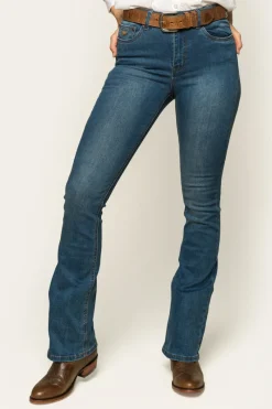 Hot Ringers Western Penny Womens High-Rise Bootleg Jeans - Vintage Blue Wash