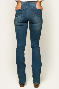 Hot Ringers Western Penny Womens High-Rise Bootleg Jeans - Vintage Blue Wash