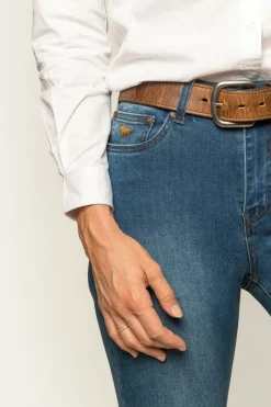 Hot Ringers Western Penny Womens High-Rise Bootleg Jeans - Vintage Blue Wash