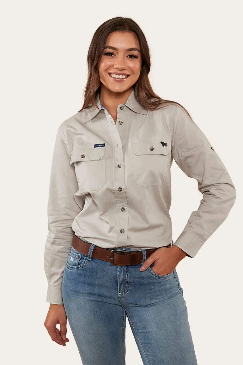 Best Ringers Western Pentecost River Womens Full Button Work Shirt - Beige