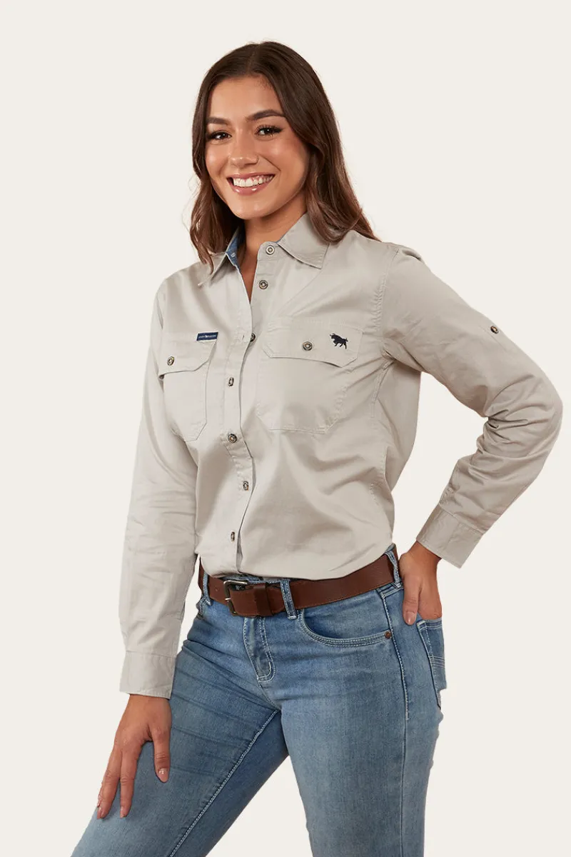 Best Ringers Western Pentecost River Womens Full Button Work Shirt - Beige