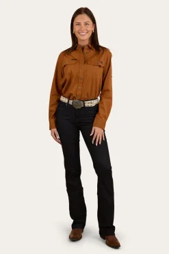 Outlet Ringers Western Pentecost River Womens Full Button Work Shirt - Tobacco