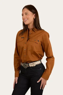 Outlet Ringers Western Pentecost River Womens Full Button Work Shirt - Tobacco