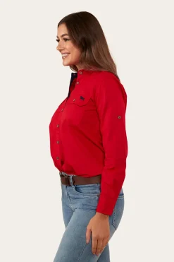 New Ringers Western Pentecost River Womens Full Button Work Shirt - Red