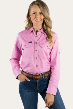 Sale Ringers Western Pentecost River Womens Full Button Work Shirt - Pastel Pink