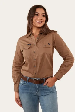 Ringers Western Pentecost River Womens Full Button Work Shirt - Clay
