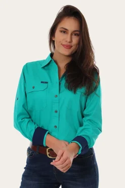 Ringers Western Pentecost River Womens Full Button Work Shirt - Mint
