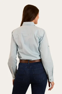Discount Ringers Western Pentecost River Womens Full Button Work Shirt - Pastel Blue