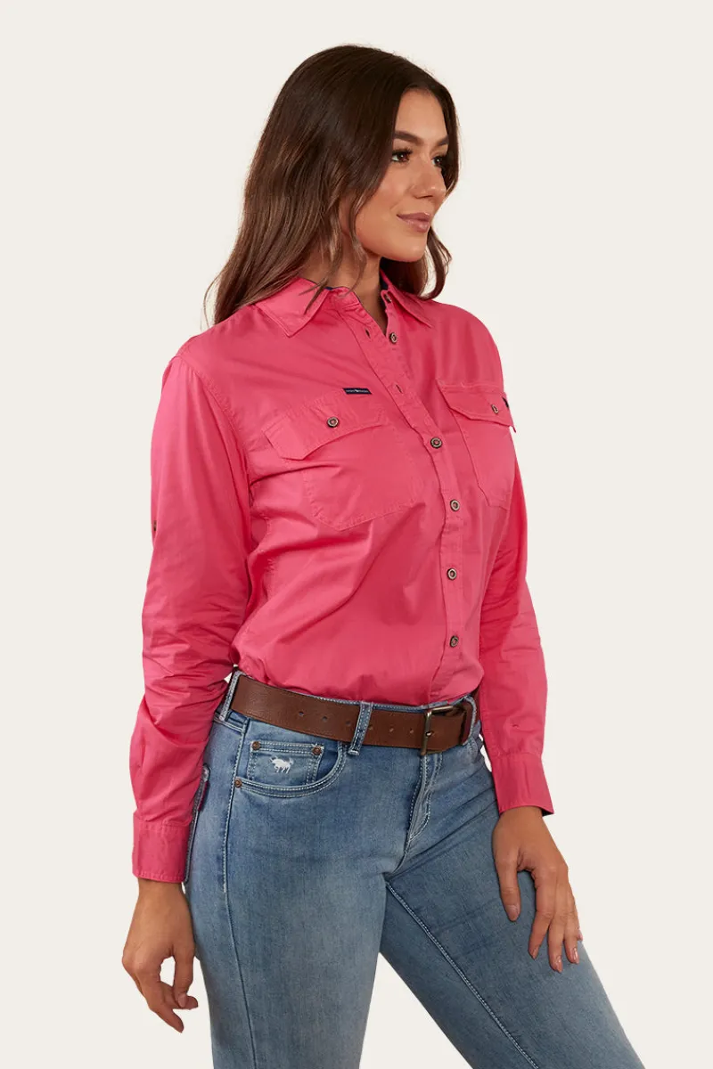 Sale Ringers Western Pentecost River Womens Full Button Work Shirt - Melon