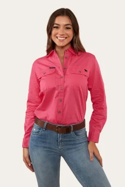 Sale Ringers Western Pentecost River Womens Full Button Work Shirt - Melon