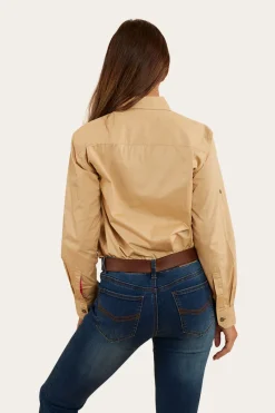 Outlet Ringers Western Pentecost River Womens Full Button Work Shirt - Dark Sand/Melon