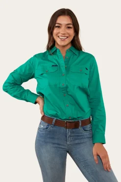 Online Ringers Western Pentecost River Womens Full Button Work Shirt - Green