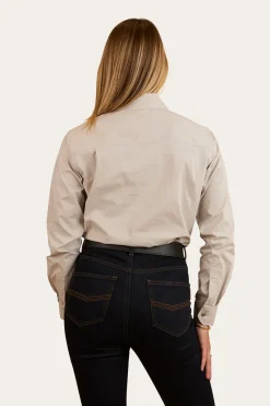 Ringers Western Pentecost River Womens Half Button Coolmax Work Shirt - Beige