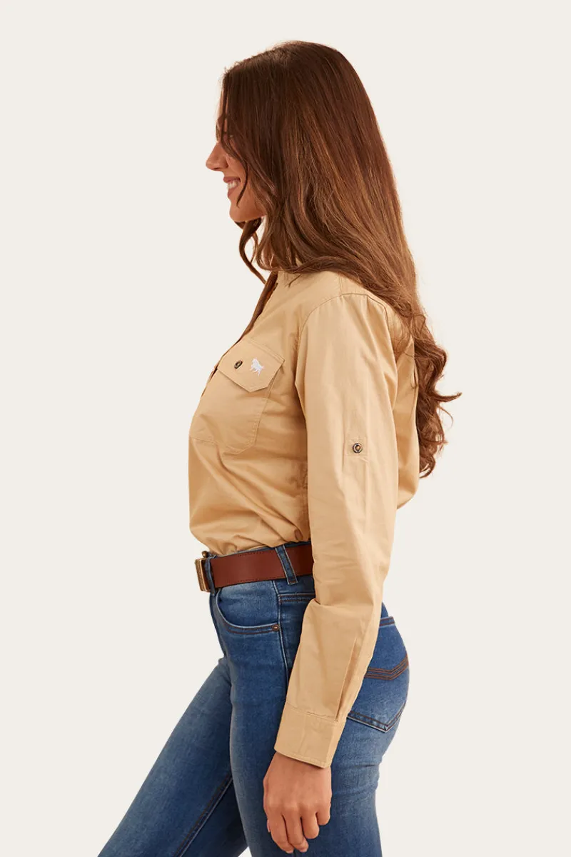 Ringers Western Pentecost River Womens Half Button Work Shirt - Dark Sand