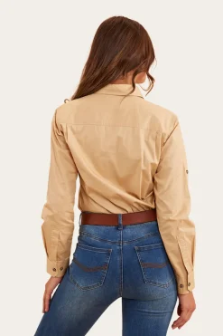 Ringers Western Pentecost River Womens Half Button Work Shirt - Dark Sand