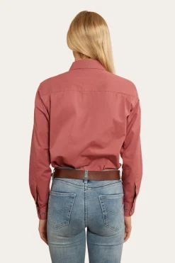 Outlet Ringers Western Pentecost River Womens Half Button Work Shirt - Dusty Rose