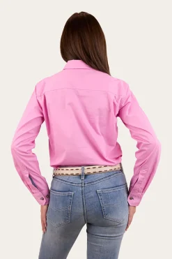 Outlet Ringers Western Pentecost River Womens Half Button Work Shirt - Pastel Pink