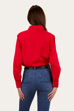 New Ringers Western Pentecost River Womens Half Button Work Shirt - Red