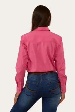 Outlet Ringers Western Pentecost River Womens Half Button Coolmax Work Shirt - Melon