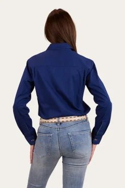 Hot Ringers Western Pentecost River Womens Half Button Work Shirt - Navy