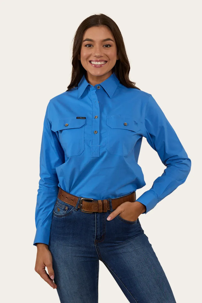 Discount Ringers Western Pentecost River Womens Half Button Coolmax Work Shirt - Blue