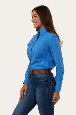 Discount Ringers Western Pentecost River Womens Half Button Coolmax Work Shirt - Blue