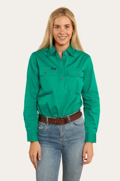 New Ringers Western Pentecost River Womens Half Button Work Shirt - Green
