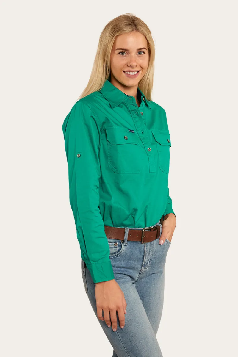 New Ringers Western Pentecost River Womens Half Button Work Shirt - Green